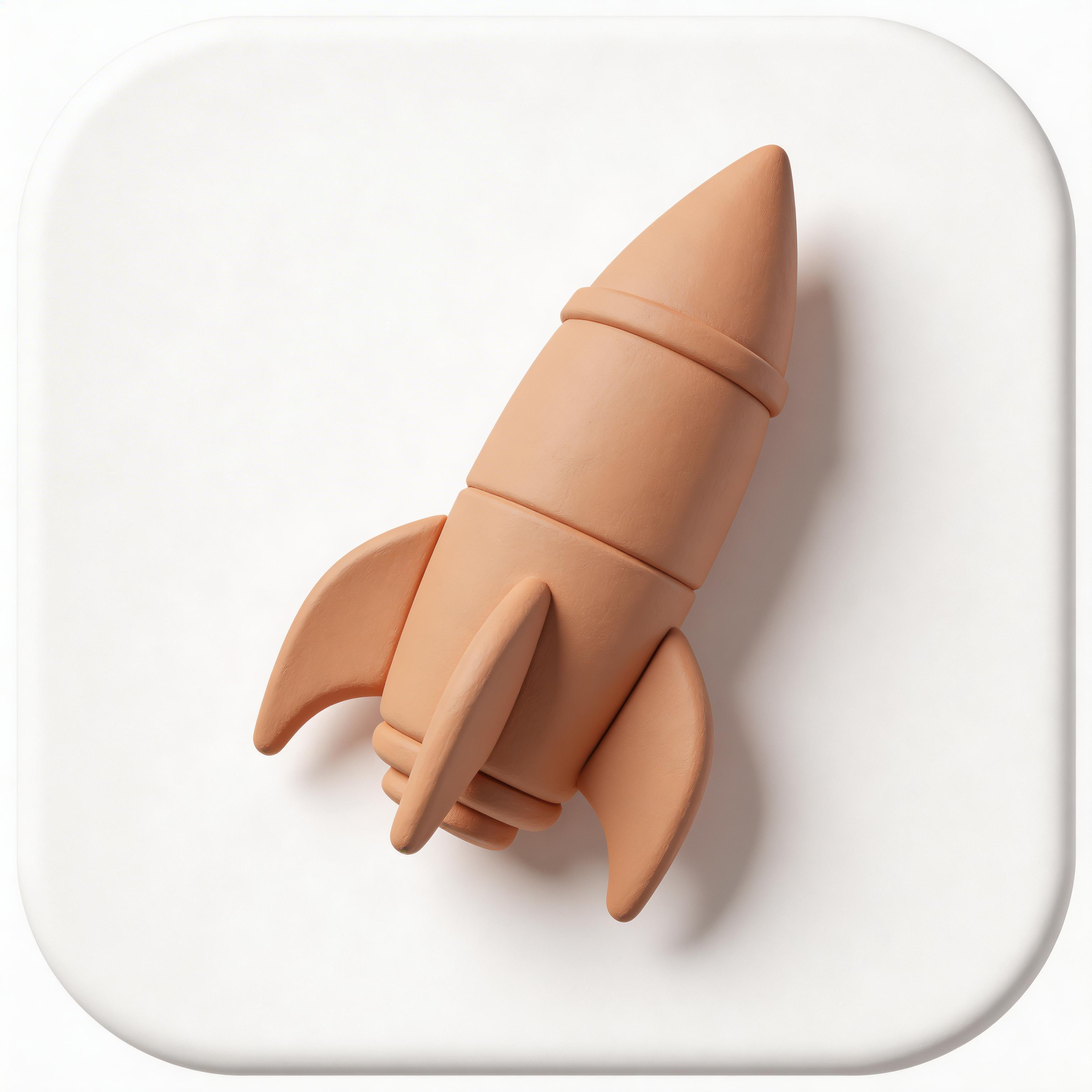 3D rocket app icon clay render
